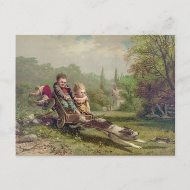 Cartão Postal Vintage Playing Children (Frente)