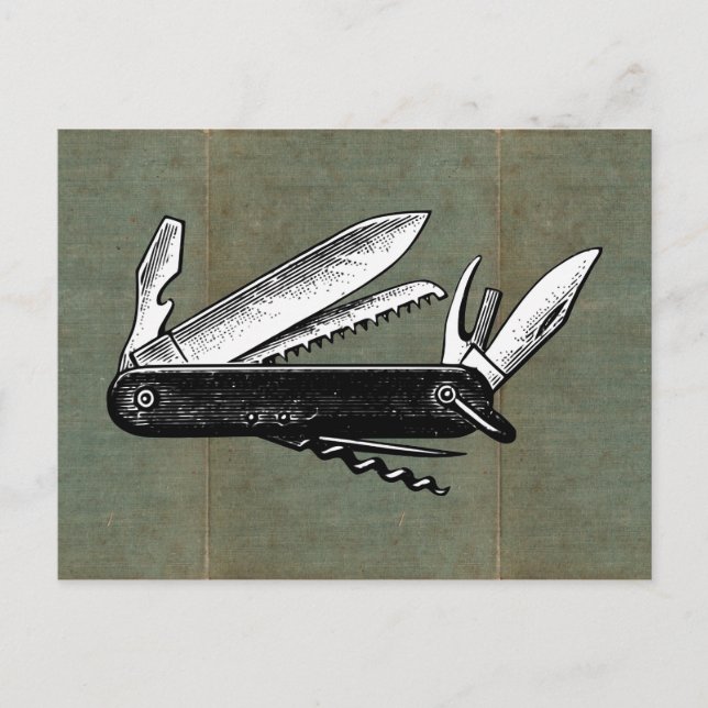 Cartão Postal Vintage Pocket Knife Art (Frente)