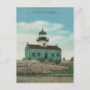 Cartão Postal Vintage Point Loma Lighthouse San Diego California
