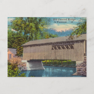 Cartão Postal Vintage, Ponte coberta antiga em Vermont