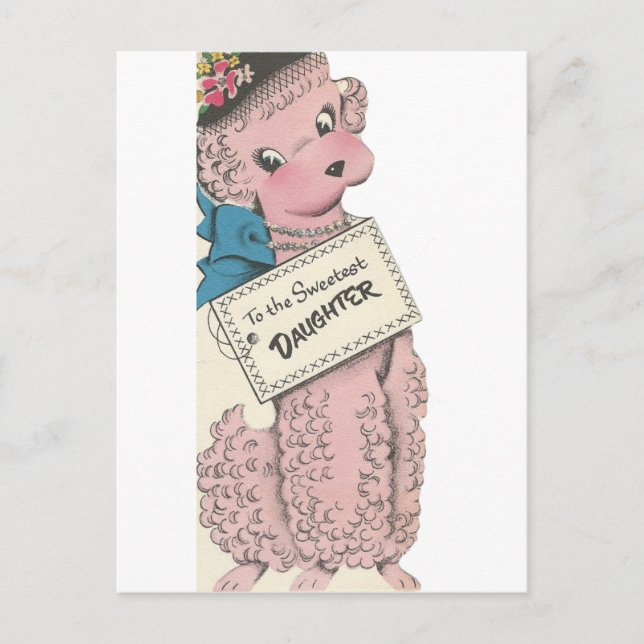 Cartão Postal Vintage Poodle Daughle (Frente)