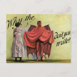 Cartão Postal Vintage Porque o Diabo não escreve