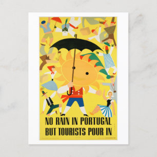 Cartão Postal Vintage Portugal Sunshine Poster de viagens