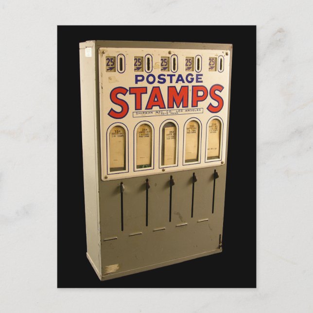 Cartão Postal Vintage Postage Stamp Vending Machine (Frente)