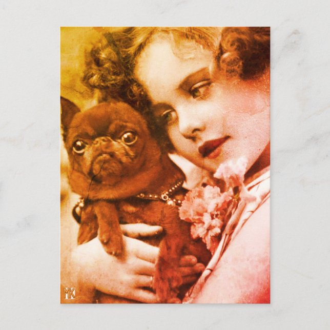 Cartão Postal Vintage Postcard Bulldog My BFF (Frente)