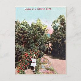 Cartão Postal Vintage Postcard, Garota do Jardim da Califórnia