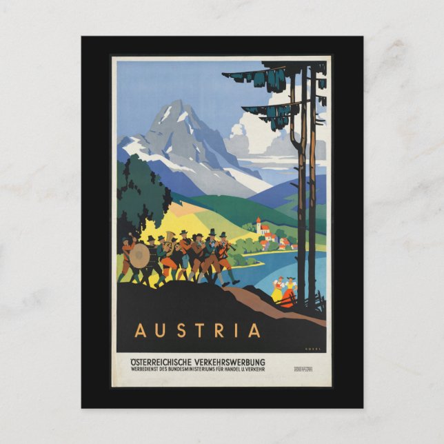 Cartão Postal Vintage - Poster de viagens da Áustria  (Frente)