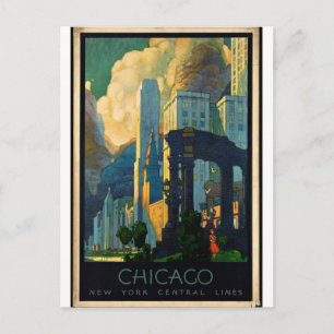 Cartão Postal Vintage - Poster de viagens de Chicago