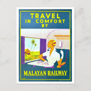 Cartão Postal Vintage Poster de viagens Ferroviário da Malásia