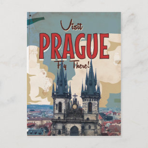 Cartão Postal Vintage Praga, Poster de viagens da República Chec