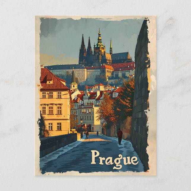 Cartão Postal Vintage Prague Castle Postcard (Frente)
