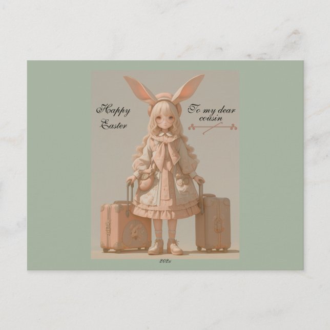 Cartão Postal Vintage Primavera, (Frente)