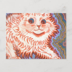 Cartão Postal Vintage Psychedelic Cat Por Louis Wain