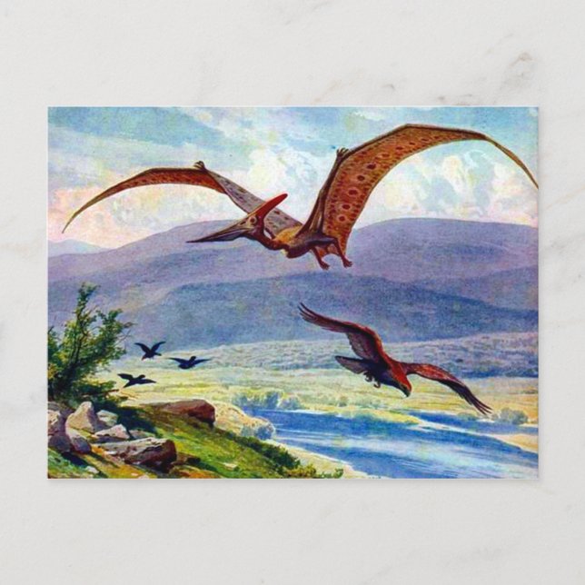Cartão Postal Vintage Pteranodon Painting de Heinrich Harder (Frente)