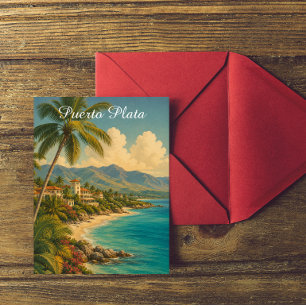 Cartão Postal Vintage Puerto Plata República Dominicana Tropical