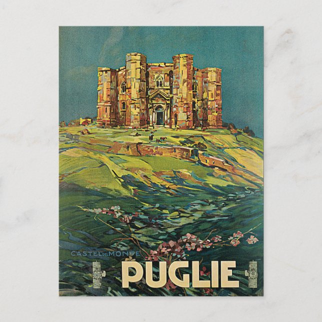 Cartão Postal Vintage Puglia Itália Castle Viagem (Frente)