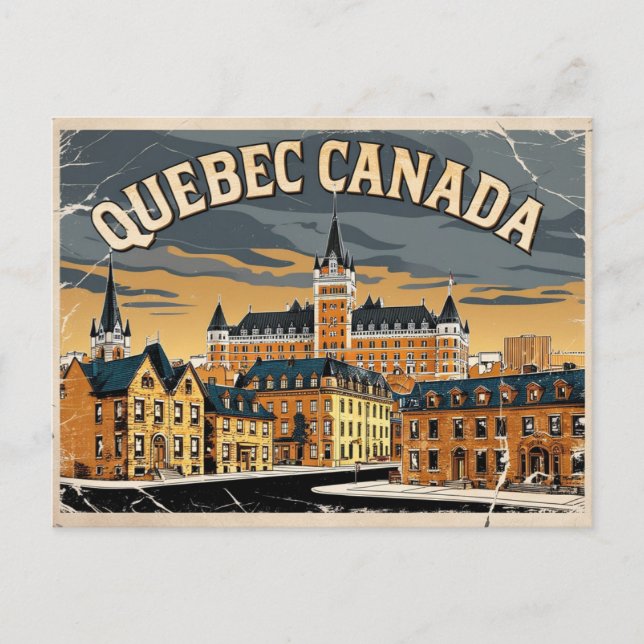 Cartão Postal Vintage Quebec, Canadá (Frente)