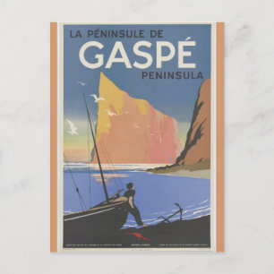 Cartão Postal Vintage Quebec Canada Gaspe Peninsula Viagem