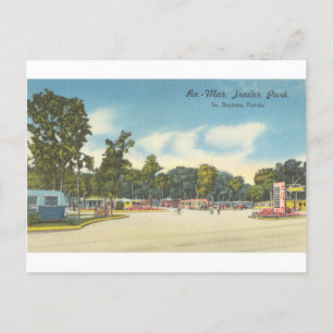Cartão Postal Vintage Ra-Mar Trailer Park Daytona Flórida