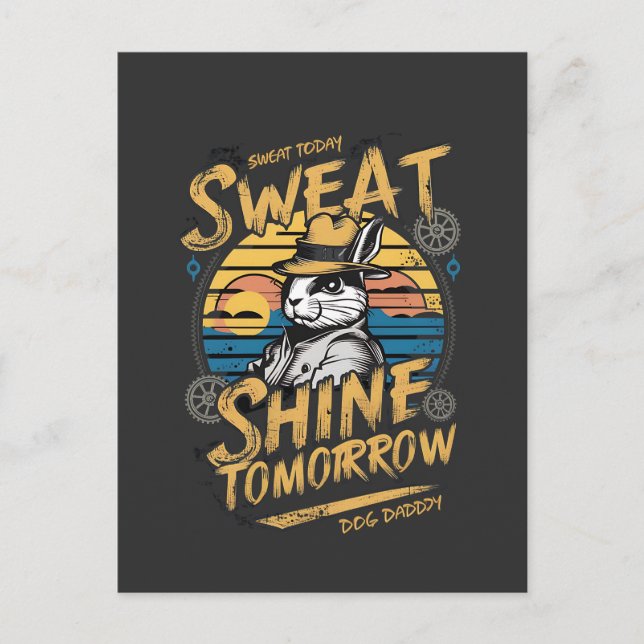 Cartão Postal Vintage Rabbit Workout Motivation Art (Frente)