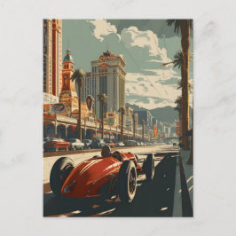 Cartão Postal Vintage Racing Carro em Las Vegas