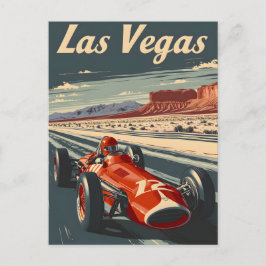 Cartão Postal Vintage Racing Carro em Las Vegas
