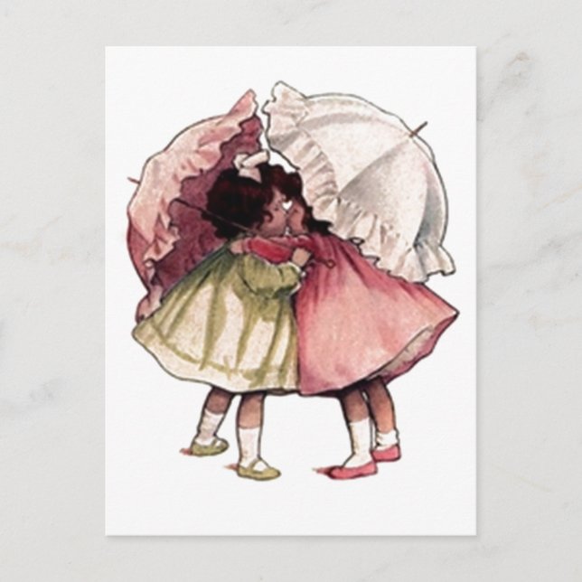 Cartão Postal Vintage Rainy Day Girls (Frente)