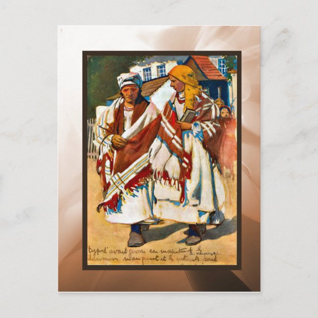 Cartão Postal Vintage raparigas poloneses (Frente)