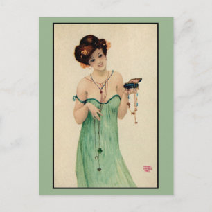 Cartão Postal Vintage Raphael Kirchner Paris 1910 moda das senho