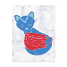 Vintage, Raposa Azul Nórdica com Mug Vermelho