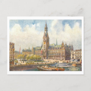 Cartão Postal Vintage Rathaus Hamburg Alemanha