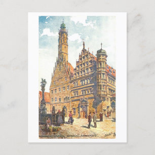 Cartão Postal Vintage Rathaus Rothenburg, Alemanha