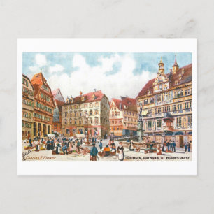 Cartão Postal Vintage Rathaus Tubingen Alemanha