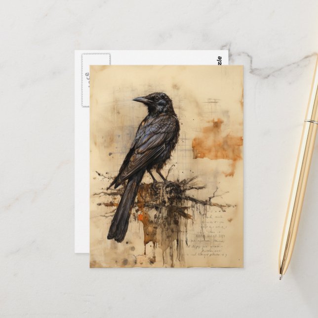 Cartão Postal Vintage Raven (Frente/Verso In Situ)
