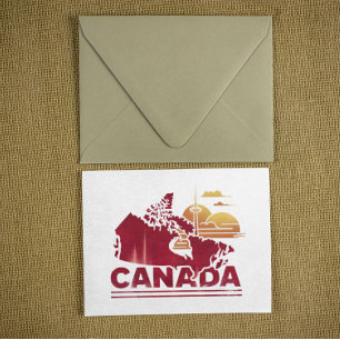 Cartão Postal Vintage Red Canada Country Map Leaf