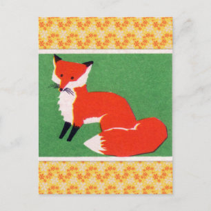Cartão Postal Vintage Red Fox Impressão