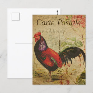 Cartão Postal Vintage Red Rooster