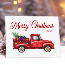 Vintage Red Truck Oferta Árvore Feliz Ano de Natal