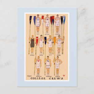 Cartão Postal Vintage remando tripulações universitárias de 1908