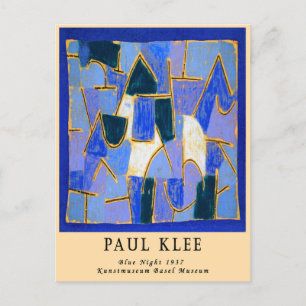 Cartão Postal Vintage Remixed Paul Klee Azul Abstrato Bauhaus