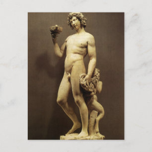 Cartão Postal Vintage Renaissance Statue Bacchus por Michelangel