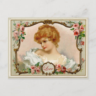 Cartão postal vintage reprodução adorável senhora