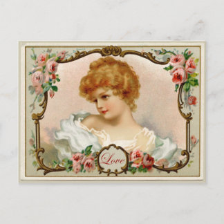 Cartão postal vintage reprodução adorável senhora