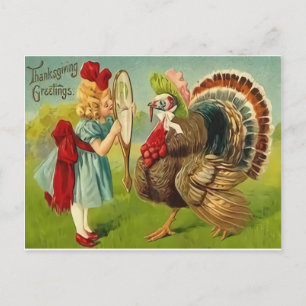 Cartão Postal Vintage Reproduction Turkey Thankship