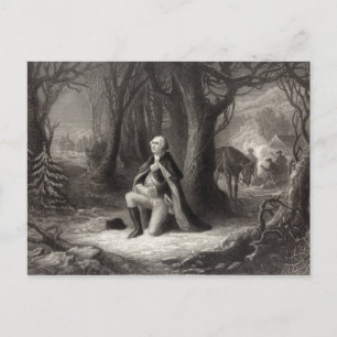 Cartão Postal Vintage Retrato de George Washington Rezando