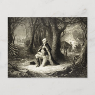 Cartão Postal Vintage Retrato de George Washington Rezando