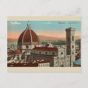 Cartão Postal Vintage Retro Art Florence Itália Catedral