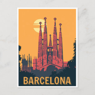 Cartão Postal vintage retro Barcelona Espanha Viagem