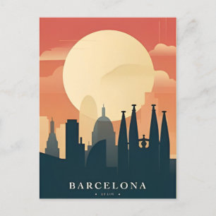 Cartão Postal vintage retro Barcelona Espanha Viagem