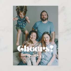 Cartão Postal Vintage retro Cheers to 2022 Foto de Ano Novo